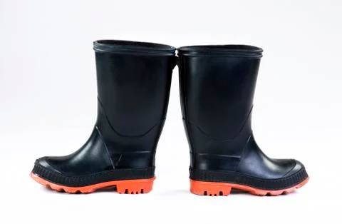 Black Rubber Rain Boots. Stock Photos