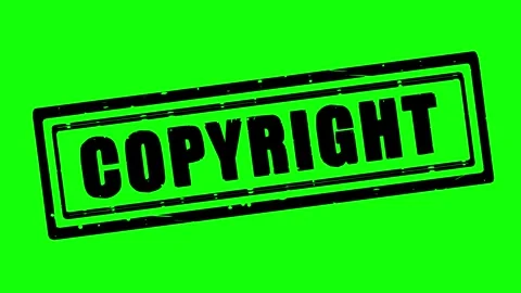 Black rubber stamp copyright line boil effect animation Stock Footage 342079683