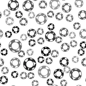 Black Rubber swimming ring icon isolated seamless pattern on white background Stock Illustration