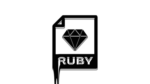 Black RUBY file document. Download ruby button icon isolated on white background Stock Footage 233781344