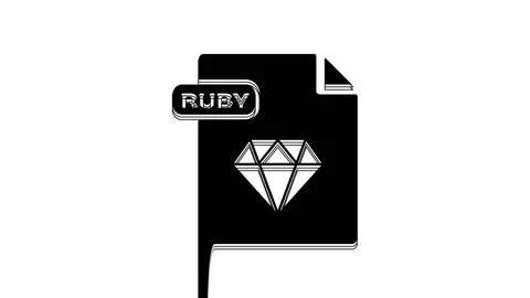 Black RUBY file document. Download ruby button icon isolated on white background Stock Footage 233800327