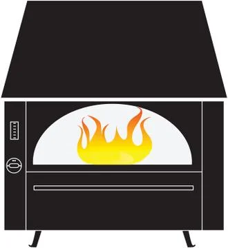Black rustic fireplace with fire isolated on a white background Stock Illustration