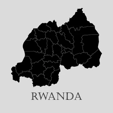 Black Rwanda map - vector illustration Stock Illustration