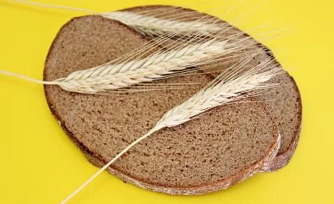 Black rye bread spikes rye Stock Photos