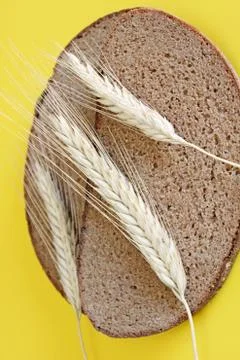 Black rye bread spikes rye Stock Photos