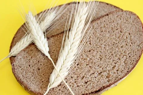Black rye bread spikes rye Stock Photos