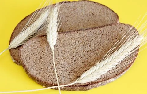 Black rye bread spikes rye Stock Photos
