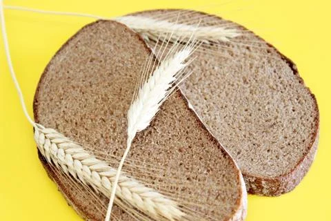 Black rye bread spikes rye Stock Photos