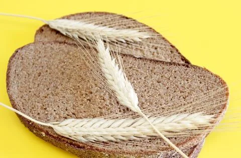 Black rye bread spikes rye Stock Photos