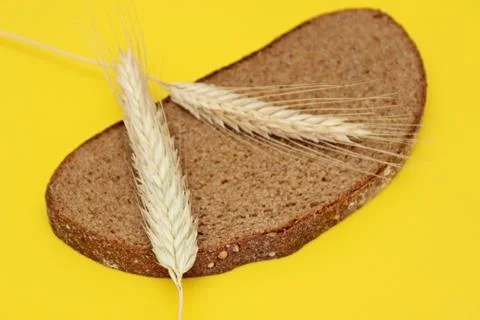 Black rye bread spikes rye Stock Photos
