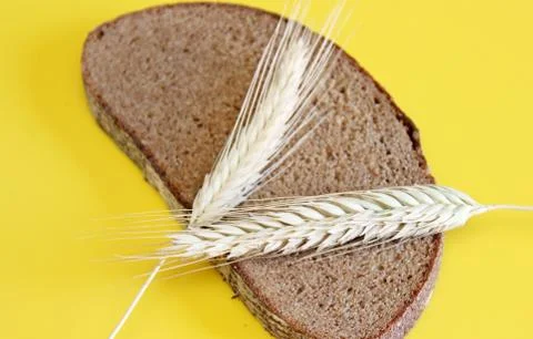 Black rye bread spikes rye Stock Photos