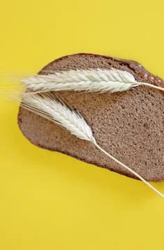 Black rye bread spikes rye Stock Photos