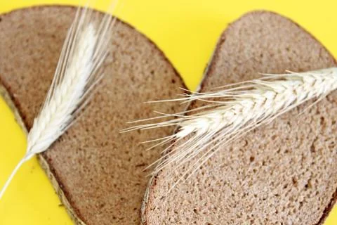 Black rye bread spikes rye Stock Photos