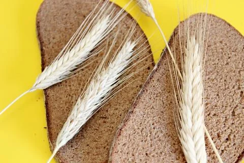 Black rye bread spikes rye Stock Photos