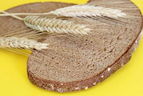 Black rye bread spikes rye Stock Photos