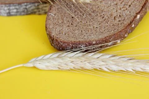 Black rye bread spikes rye Stock Photos