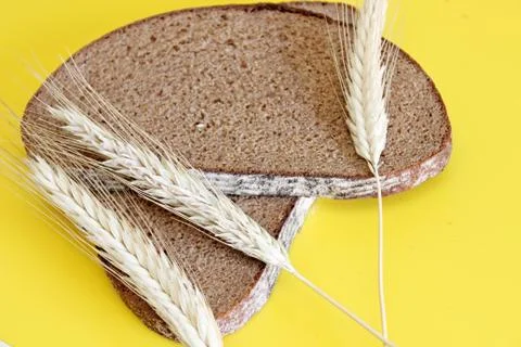 Black rye bread spikes rye Stock Photos
