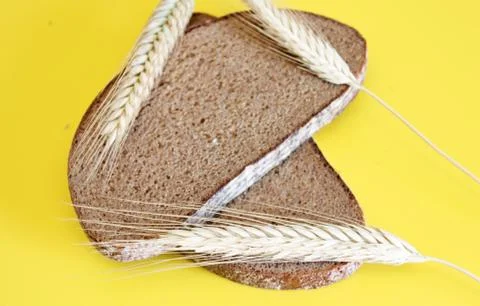 Black rye bread spikes rye Stock Photos