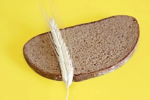 Black rye bread spikes rye Stock Photos