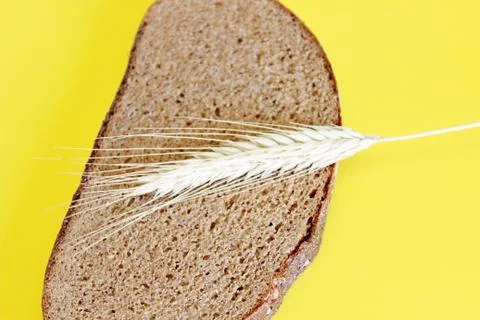 Black rye bread spikes rye Stock Photos