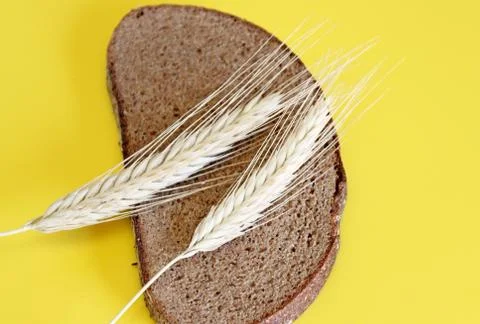 Black rye bread spikes rye Stock Photos