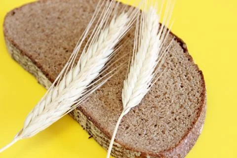 Black rye bread spikes rye Stock Photos