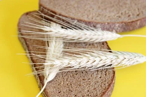 Black rye bread spikes rye Stock Photos