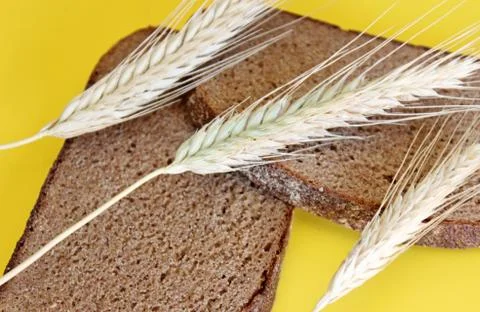 Black rye bread spikes rye Stock Photos