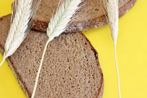 Black rye bread spikes rye Stock Photos