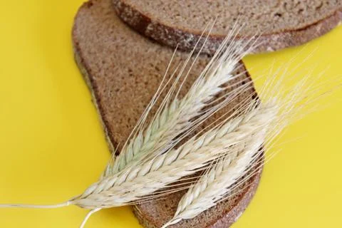 Black rye bread spikes rye Stock Photos