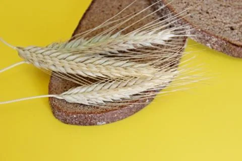 Black rye bread spikes rye Stock Photos