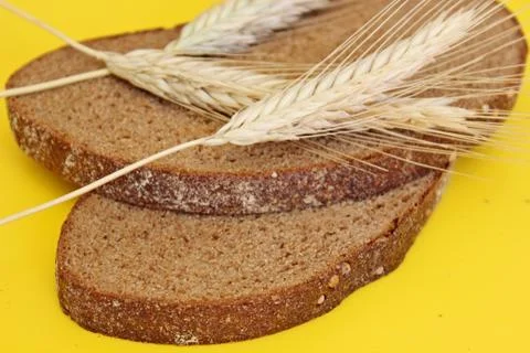 Black rye bread spikes rye Stock Photos