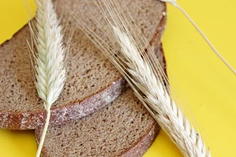Black rye bread spikes rye Stock Photos