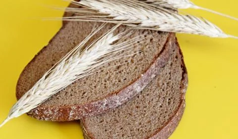 Black rye bread spikes rye Stock Photos