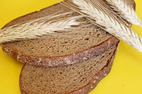 Black rye bread spikes rye Stock Photos
