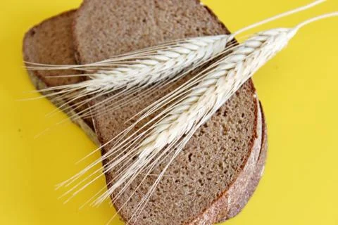 Black rye bread spikes rye Stock Photos