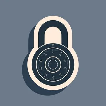 Black Safe combination lock wheel icon isolated on grey background. Combination 库存插图
