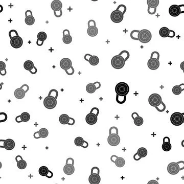 Black Safe combination lock wheel icon isolated seamless pattern on white イラスト素材