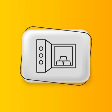 Black Safe with gold bars icon isolated on yellow background. Precious meta.. 스톡 일러스트