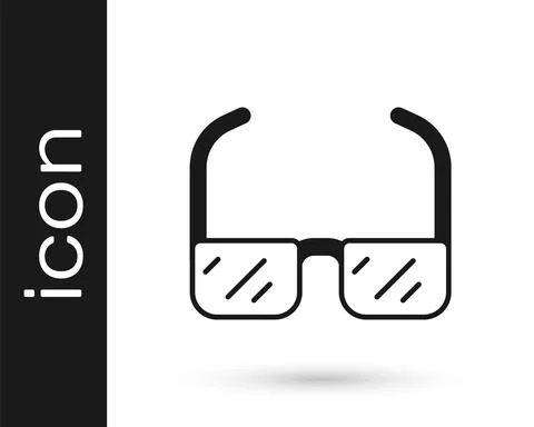 Black Safety goggle glasses icon isolated on white background. Vector Stock Illustration