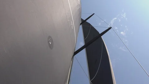 Black sails on a sailing boat. Stock Footage 128039999