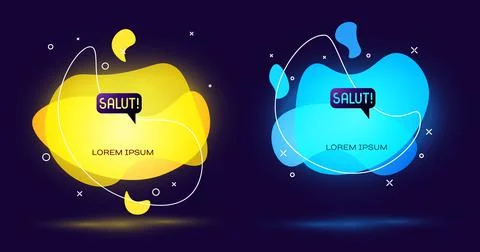 Black Salut in different languages icon isolated on black background. Speech Stock Illustration