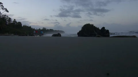 Black sand beach 6 Stockbeeldmateriaal 47857897