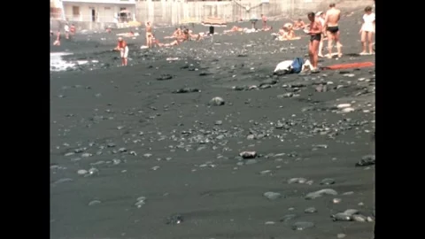 Black Sand Beach Activities Stock Footage 278240564