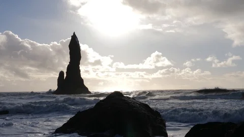 Black Sand Beach Basalt Rock Formations Trolls Toes In Iceland 1 Video stock 87246850