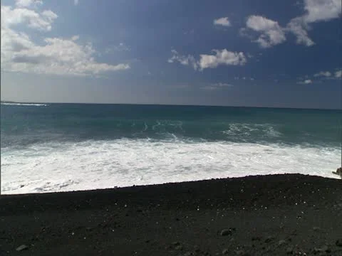 Black Sand Beach Stock-Footage 22244876