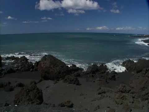 Black Sand Beach Stock-Footage 22244909