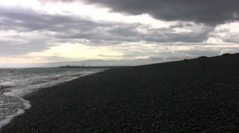 Black sand beach Stock Footage 35937459