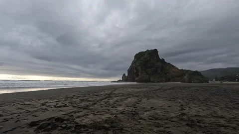 Black sand beach Stock Footage 219620727