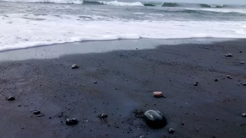 Black Sand Beach Stock Footage 329460345